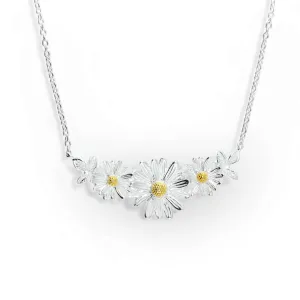 Three Daisy Chain Sterling Silver Necklace