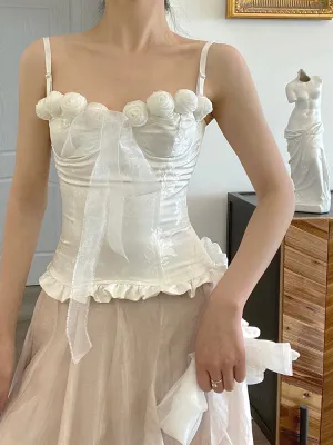 Vintage White Jacquard 30s Corset Bustier Top