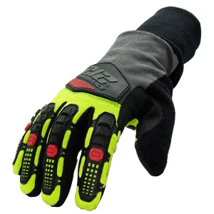 Waterproof Fleece Lined Impact and ANSI A3 Cut Resistant Tundra Winter Work Gloves in Black